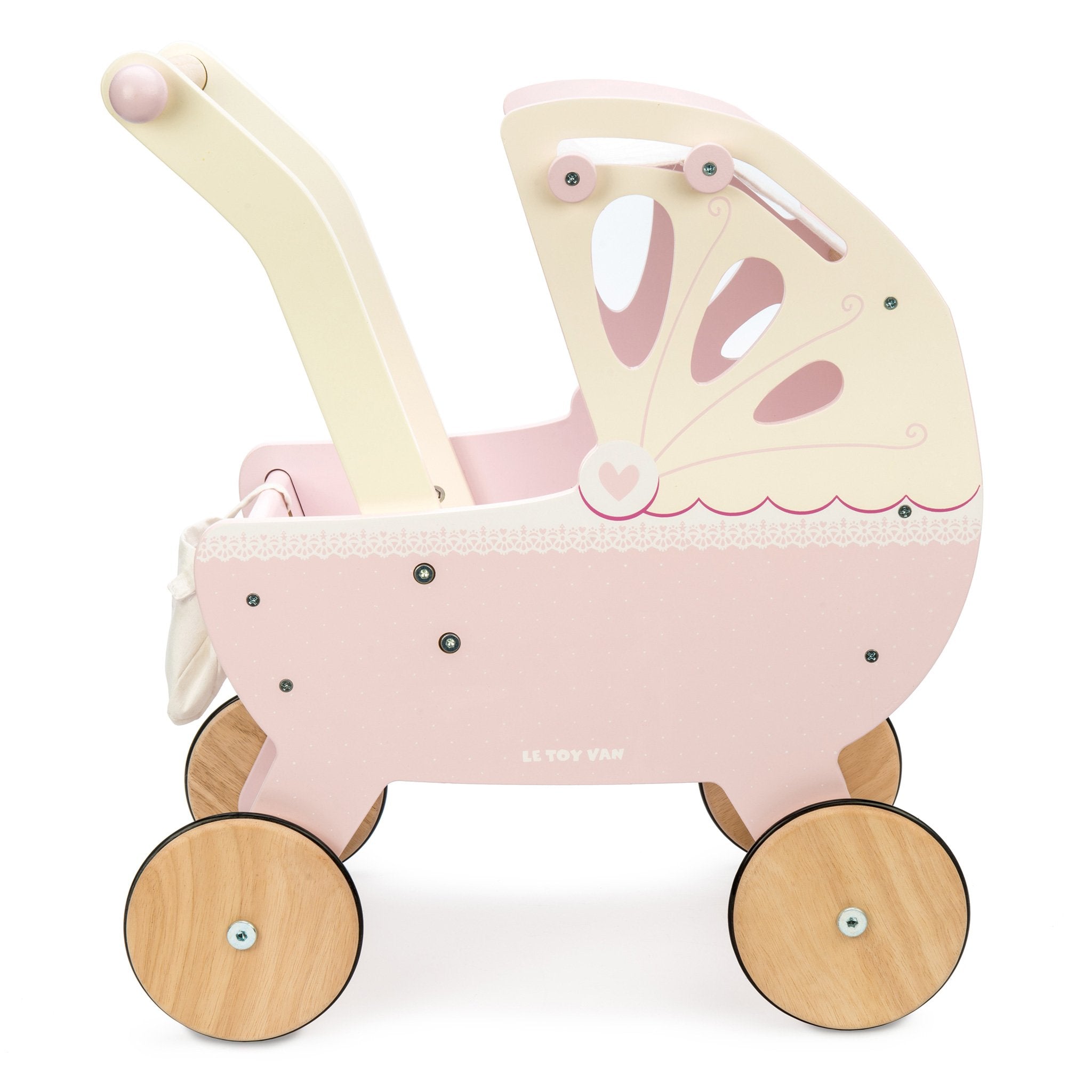 Pink shop wooden pram