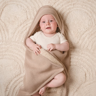 Little Dutch | Knitted wrap blanket Beige | Swanky Boutique