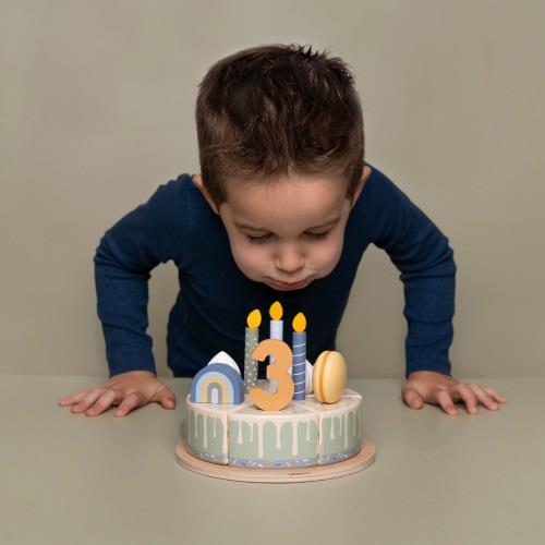 Little Dutch - Wooden birthday cake Blue - 26-pcs - Swanky Boutique