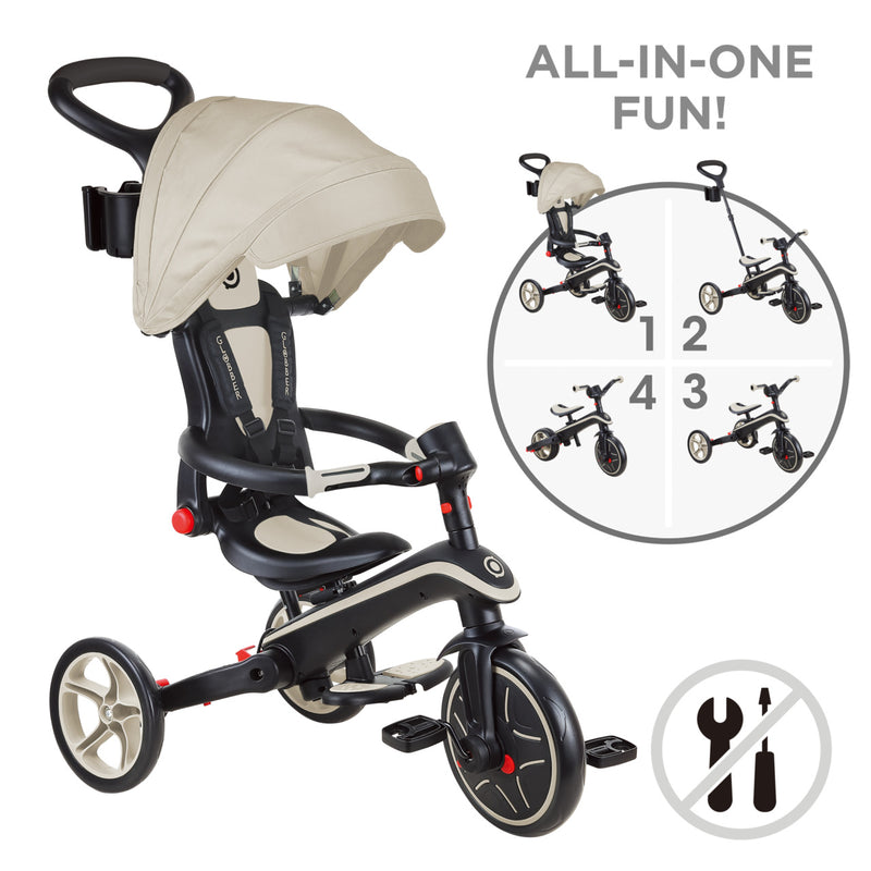 Globber Explorer Trike Foldable Taupe - Swanky Boutique 