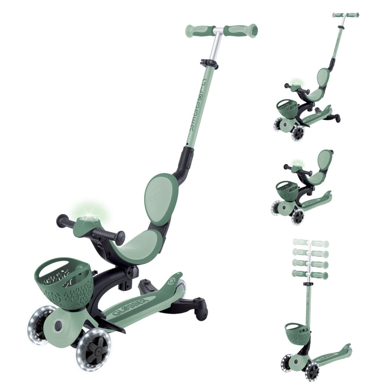 Globber Scooter GO.UP Baby LED Lights 360 - Sage/ Olive - Swanky Boutique