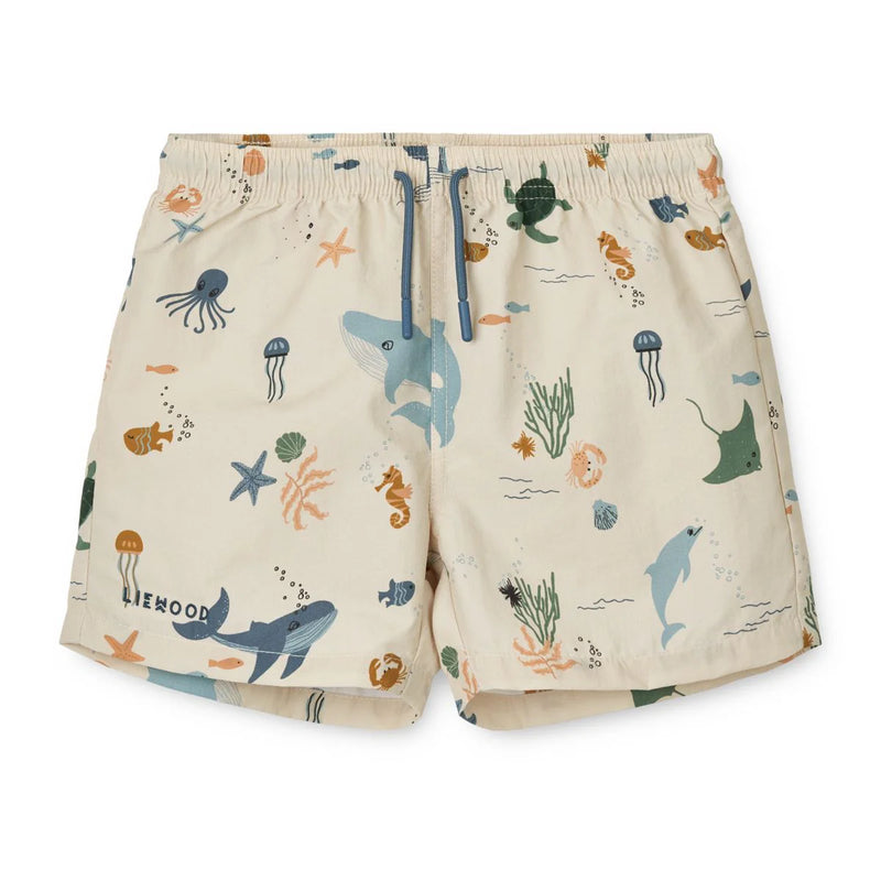 Liewood Aiden Printed Board Shorts- Sea creature / Sandy- Swanky Boutique Malta