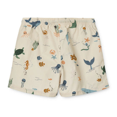 Liewood Aiden Printed Board Shorts- Sea creature / Sandy- Swanky Boutique Malta