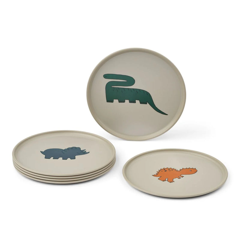 Liewood Remco Plate 6-Pack Dinosaurs Mist - Swanky Boutique 