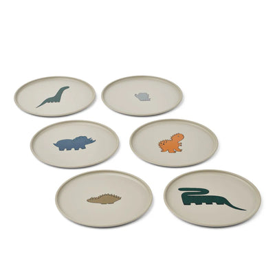 Liewood Remco Plate 6-Pack Dinosaurs Mist - Swanky Boutique 