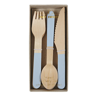 Meri Meri Blue Wooden Cutlery Set (24pcs)-swanky boutique malta