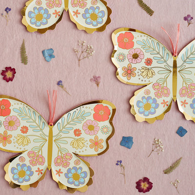 Meri Meri Party Side Plates, 8-Pack - Floral Butterfly- swanky boutique malta 