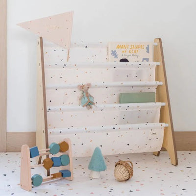 3 Sprouts - Terrazzo Cream Recycled Fabric Book Rack - Swanky Boutique