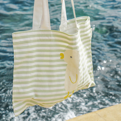 SunnyLife-Beach Bag, Kids Canvas- Duck Sage Stripe-Swanky Boutique Malta 