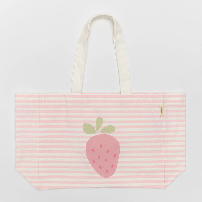 SunnyLife-Beach Bag, Kids Canvas-Strawberry Sunshine,Pink Stripe-Swanky Boutique Malta 