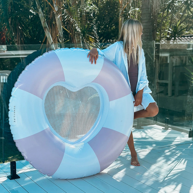 SunnyLife-Pool Ring, Luxe- Stole My Heart, Pink Stripe-Swanky Boutique Malta 