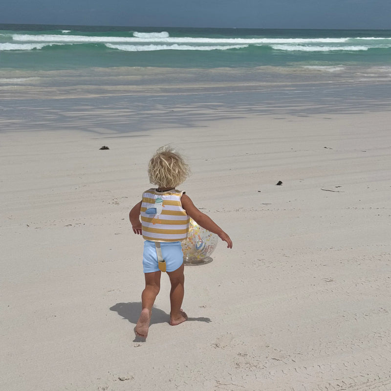 SunnyLife-Swim Vest - Sid the Seagull,Mustard Stripe-Swanky Boutique Malta 