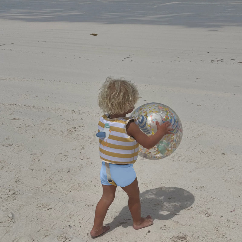 SunnyLife-Swim Vest - Sid the Seagull,Mustard Stripe-Swanky Boutique Malta 