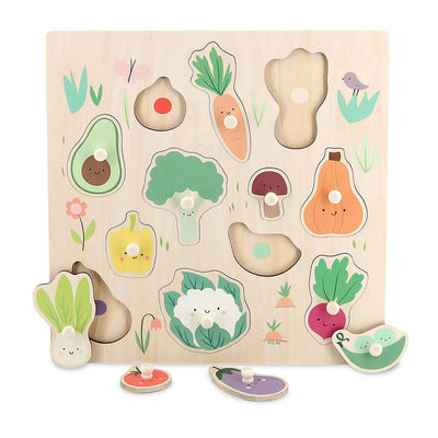 Vilac - Wooden Peg Puzzle Garden Vegetables - Swanky Boutique