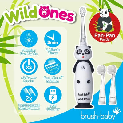 Brush Baby - WildOnes™ Panda Kids Electric Rechargeable Toothbrush- Swanky Boutique