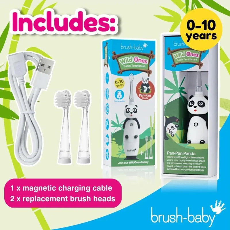 Brush Baby - WildOnes™ Panda Kids Electric Rechargeable Toothbrush- Swanky Boutique