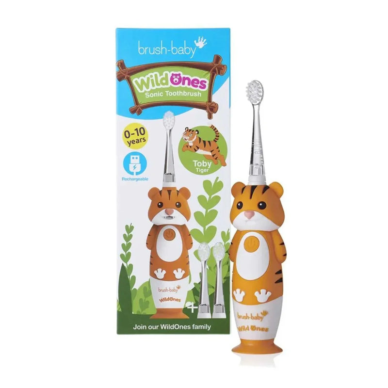 Brush Baby - WildOnes™ Tiger Kids Electric Rechargeable Toothbrush - Swanky Boutique