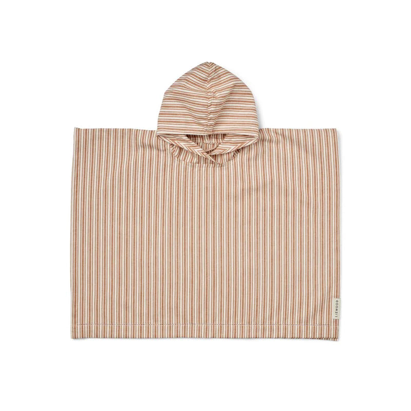 Liewood Roomie Poncho Stripe Tuscany Rose/Crème De La Crème - Swanky Boutique 