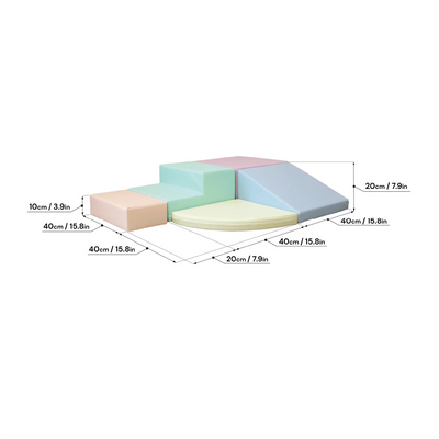 Soft Play Foam Block Set, Corner Climber - Light Pastel (9+ Months)