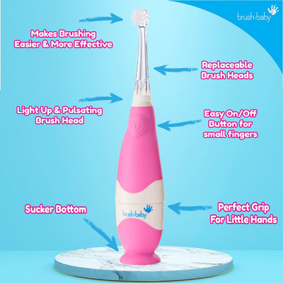 brush baby babysonic electric toothbrush pink - Swanky Boutique