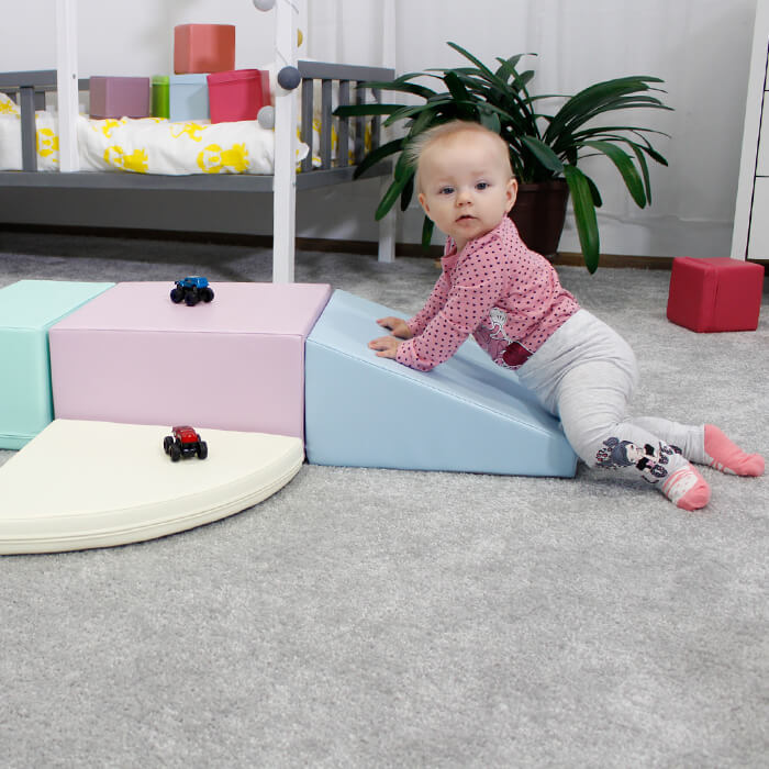 Soft Play Foam Block Set, Corner Climber - Light Pastel (9+ Months)