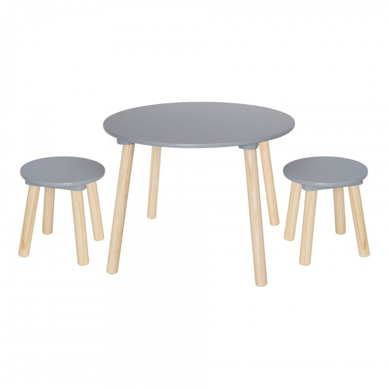 Table and 2 Stools - Grey