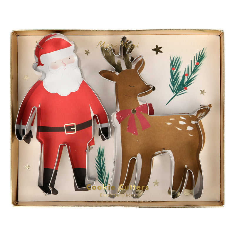 Cookie Cutters, Set of 2 - Santa & Reindeer Festive Cookie