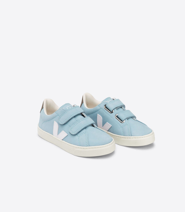 Veja Kids Shoes Esplar Velcro Nubuck Steel White Swanky Boutique