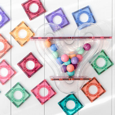 Connetix - Magnetic Tiles Pastel Rainbow Ball Run Pack 106 Pieces - Swanky Boutique