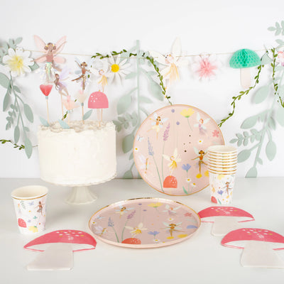 meri meri - plates fsc paper pack of 8 fairy mushroom - swanky boutique malta